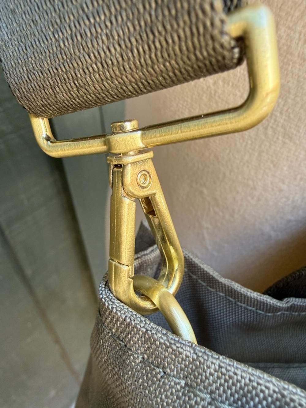 Canvelle Boxy Crossbody Tote: small, color: olive. MASHINE WASHABLE - Picture 5 of 12